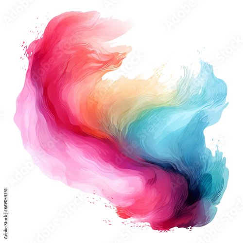 Watercolor paint brush stroke, Neon vaporwave colors, Isolated on background, Generative AI