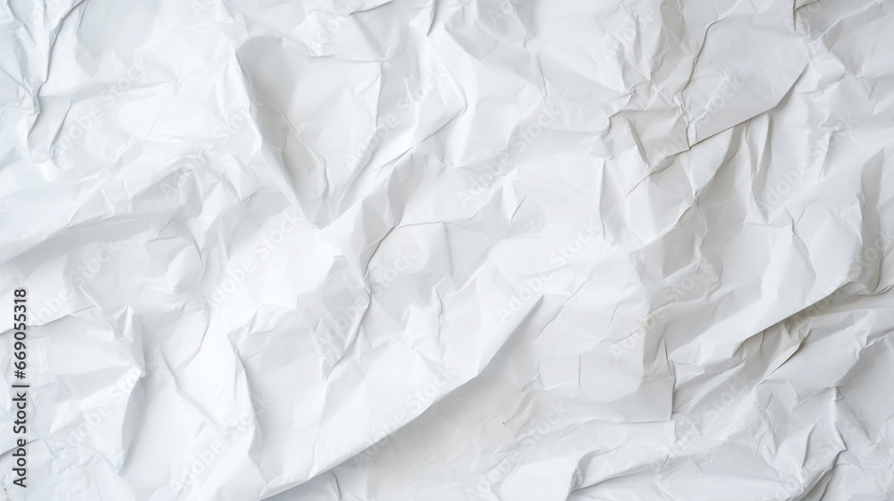 White crumpled paper texture. Blank background with creases. Generative AI White crumpled paper texture. Blank background with creases. Generative AI