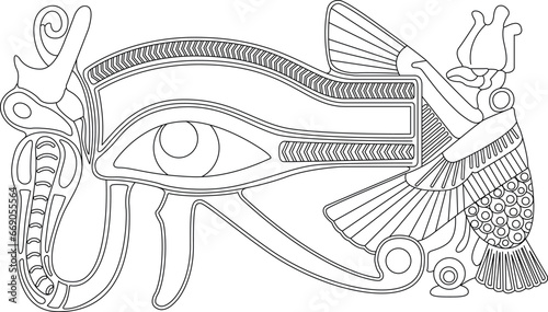 Eye of Horus, symbol of ancient Egypt, vector illustration drawn with black line