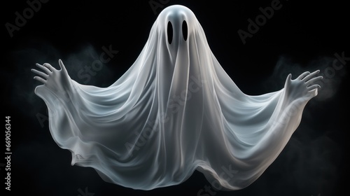 3D rendering of Halloween ghost on transparent background.