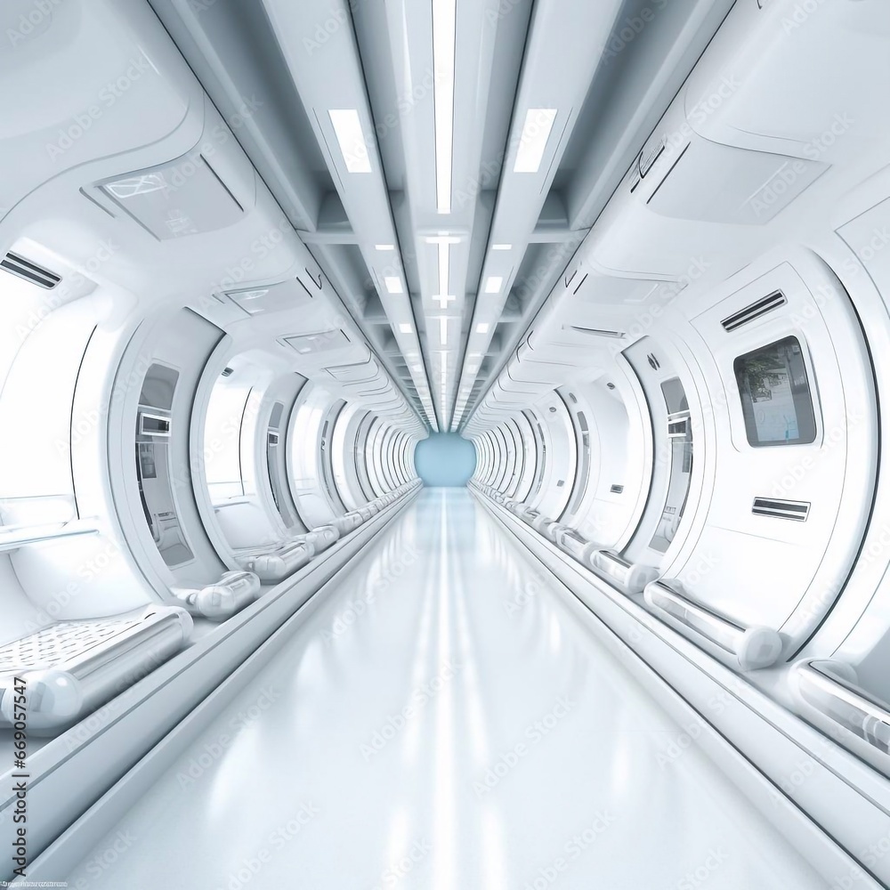 Futuristic spaceship corridor interior concept Futuristic spaceship corridor interior concept