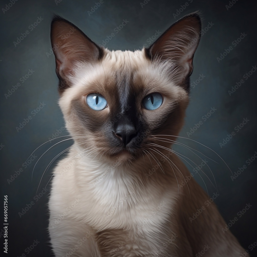 Siam cat with blue eyes portrait