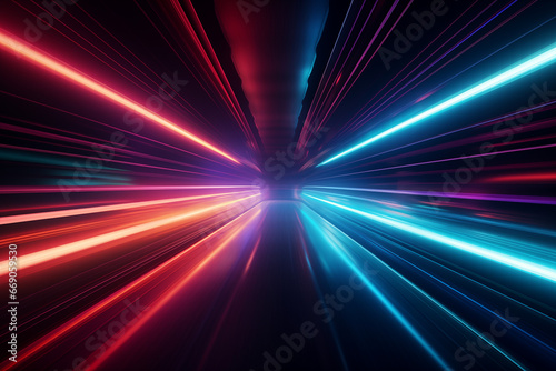 A captivating background featuring neon lights racing through an electrifying tunnel, creating a vibrant and dynamic backdrop with a sense of speed and energy
