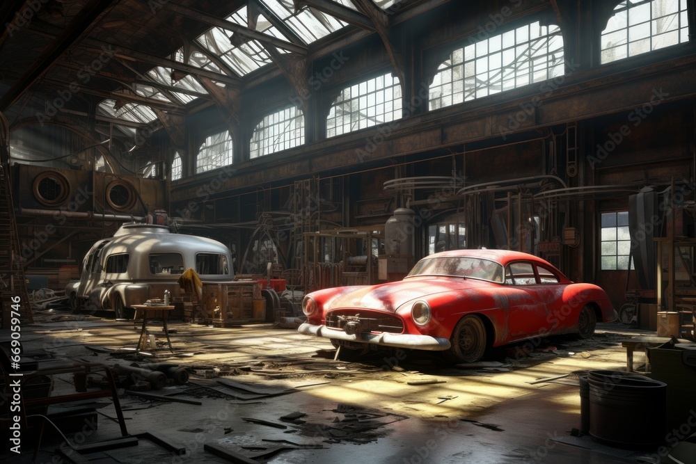 Efficient Modern cars factory. Machine work arm. Generate Ai Efficient Modern cars factory. Machine work arm. Generate Ai