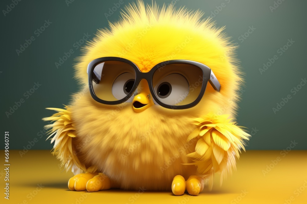 Lively Fluffy yellow chick. Bird baby small. Generate Ai Lively Fluffy yellow chick. Bird baby small. Generate Ai