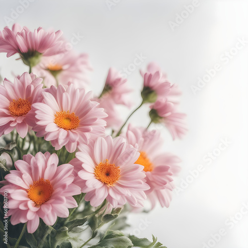 Pink flowers on white background © SPECIAL