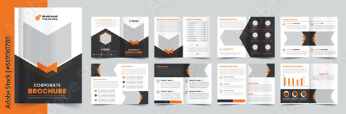 Company profile brochure template design, Minimalist corporate brochure layout,16 pages corporate brochure design template,