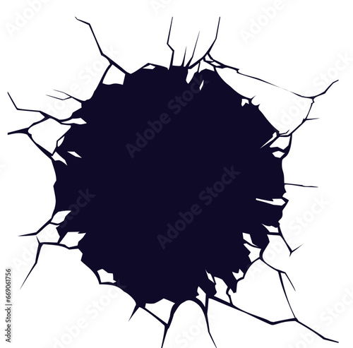 Image of a round hole with cracks