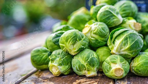 Vibrant Green Brussels Sprouts Arrangement with Copyspace