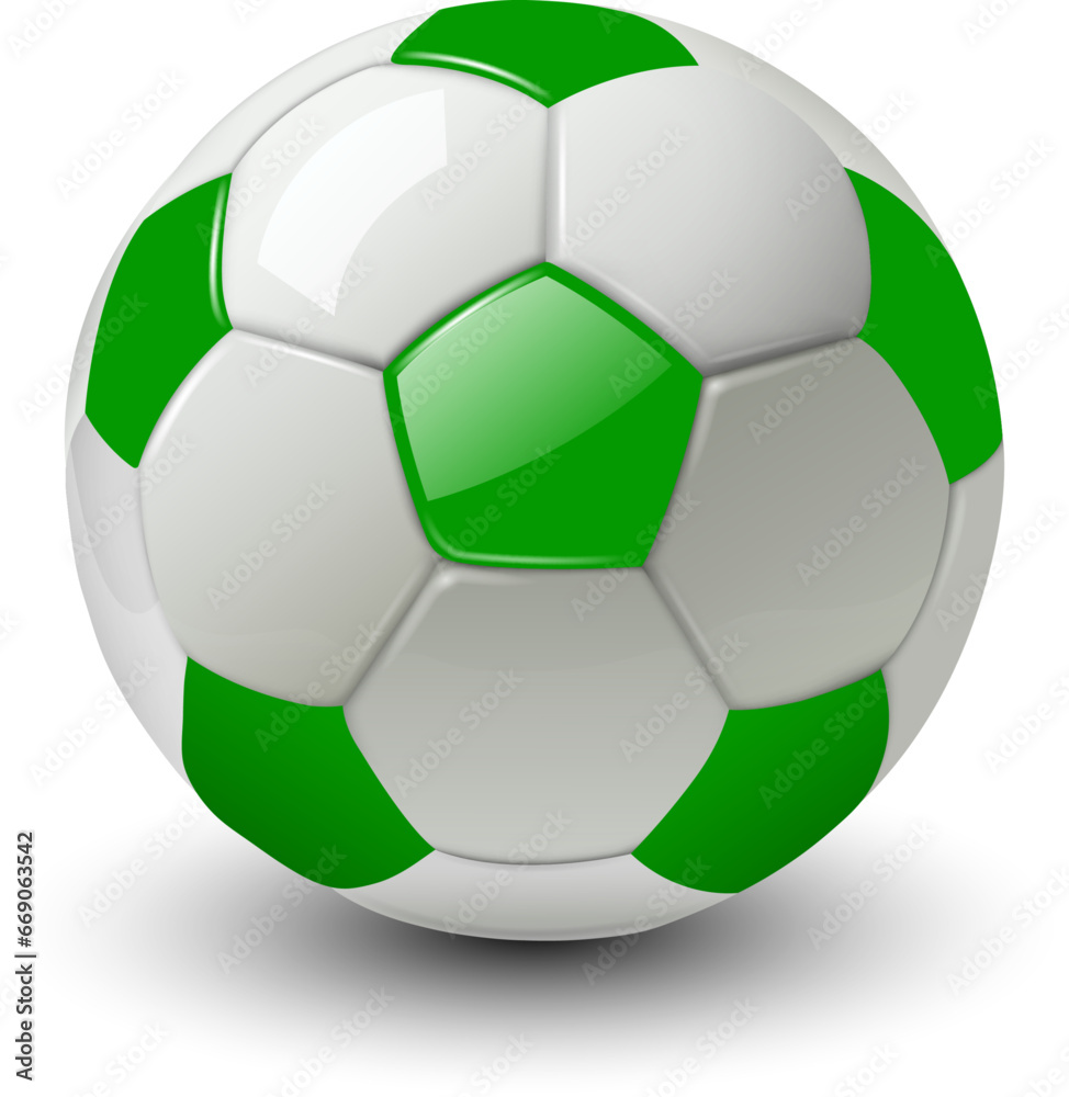 Fotografie Soccer ball white green 3D icon.