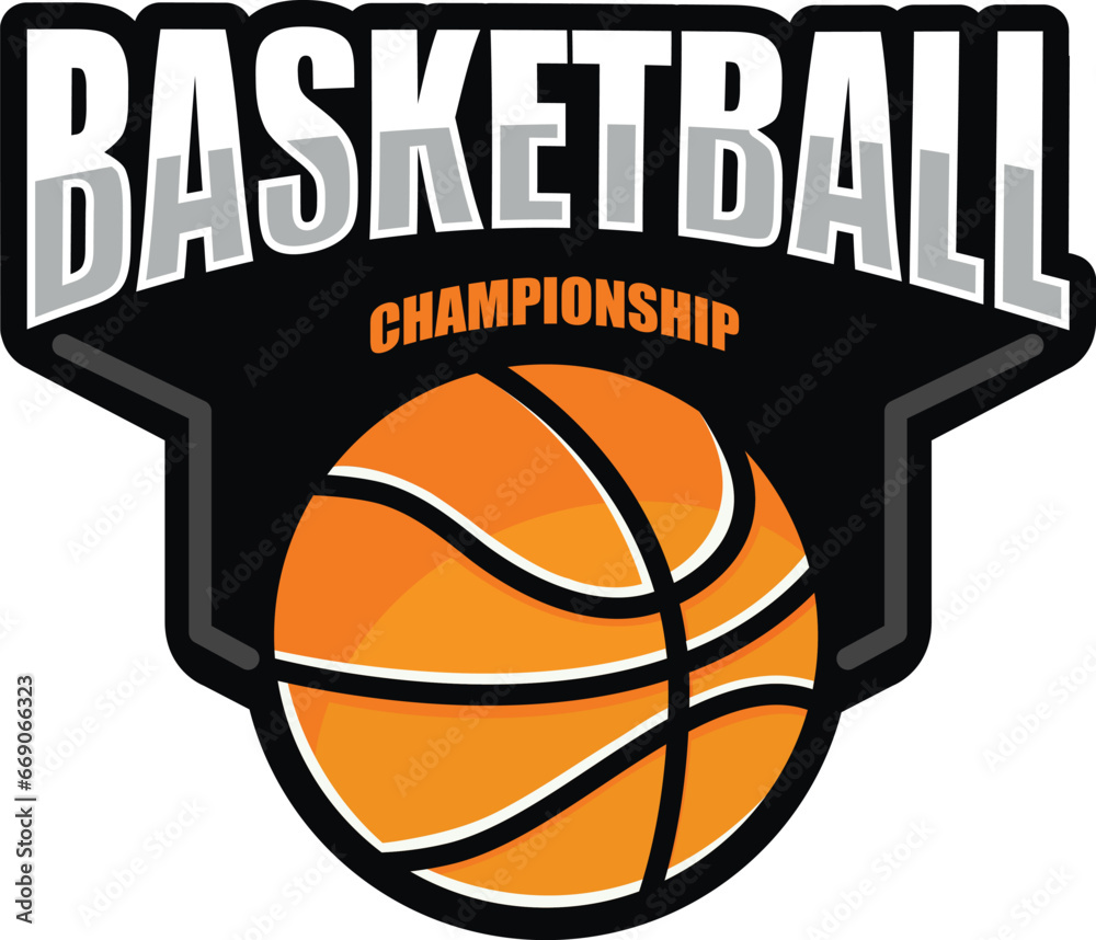 Basketball Tournament Logo Badge and Shield. Tournament basketball club emblem, design template on white background