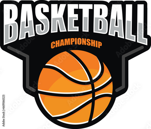 Basketball Tournament Logo Badge and Shield. Tournament basketball club emblem, design template on white background