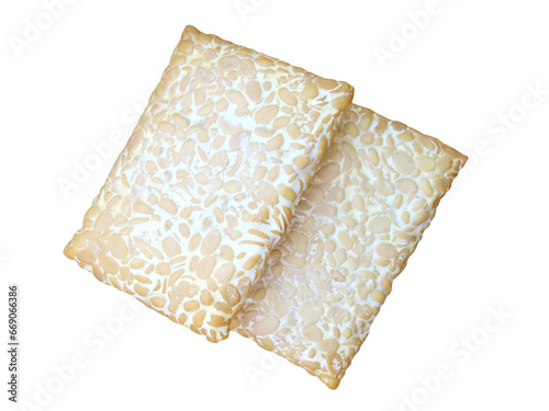 Pair of Fresh Tempeh Bars Isolated on Transparent Backdrop, PNG File photo