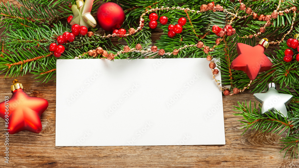 Christmas card with decorations - Christmas and New Year's Eve
