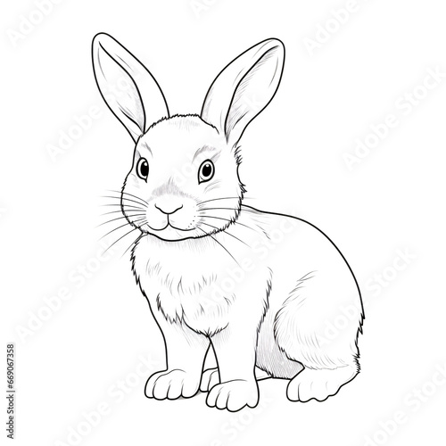 rabbit sketch vector illustration,isolated on white background,animals top view
