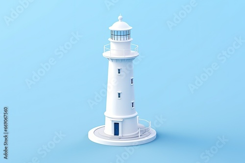 3d Isometric Lighthouse Isolated Background