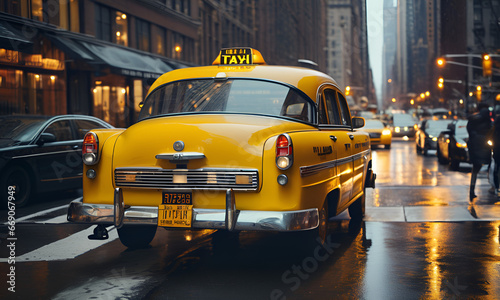 Vintage yellow taxi in New York. ai generated © Zain