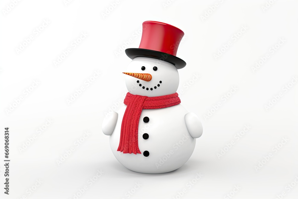 Snowman With Hat Isolated Background