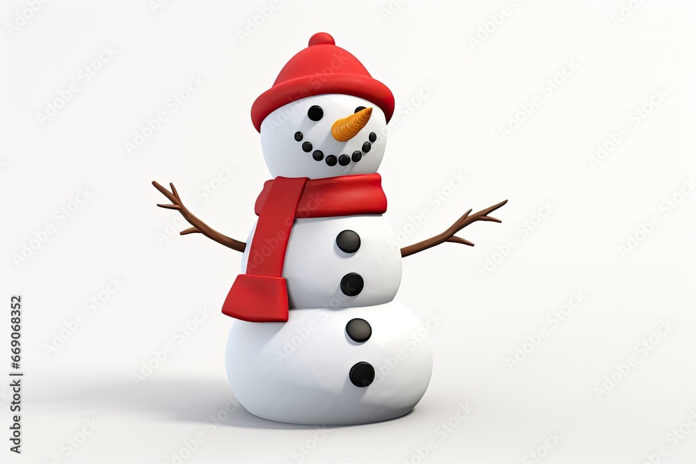 Snowman With Hat Isolated Background