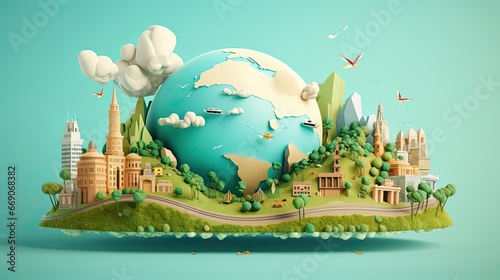 3d Illustration World Tourism Day Poster Design