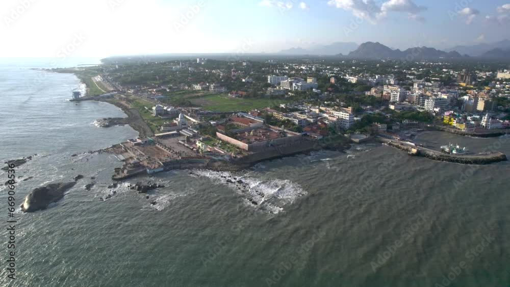 Aerial view flying over a river close to the Tamil Nadu city, India. 4k video. Aerial view flying over a river close to the Tamil Nadu city, India. 4k video.