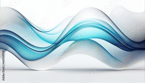 A delicate, flowing blue wave line on a white background.