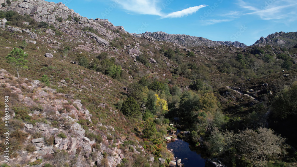 Aerial Photography of Beautiful Nature Landscape in Castro Laboreiro. Natural Park of Gerês, Portugal