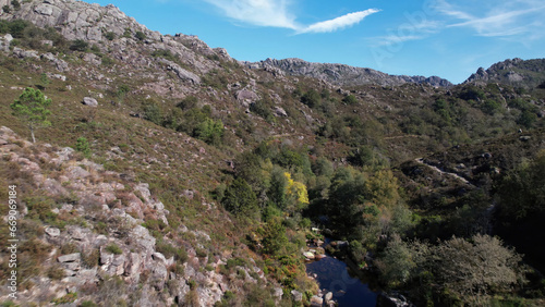 Aerial Photography of Beautiful Nature Landscape in Castro Laboreiro. Natural Park of Gerês, Portugal