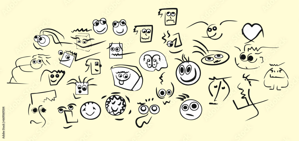 Smileys, fairy-tale characters. Vector graphics, eps