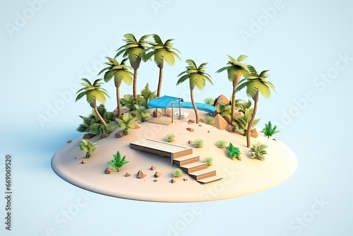 3d Isometric Beach Isolated Background