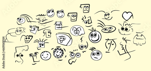 Smileys, fairy-tale characters. Vector graphics, eps