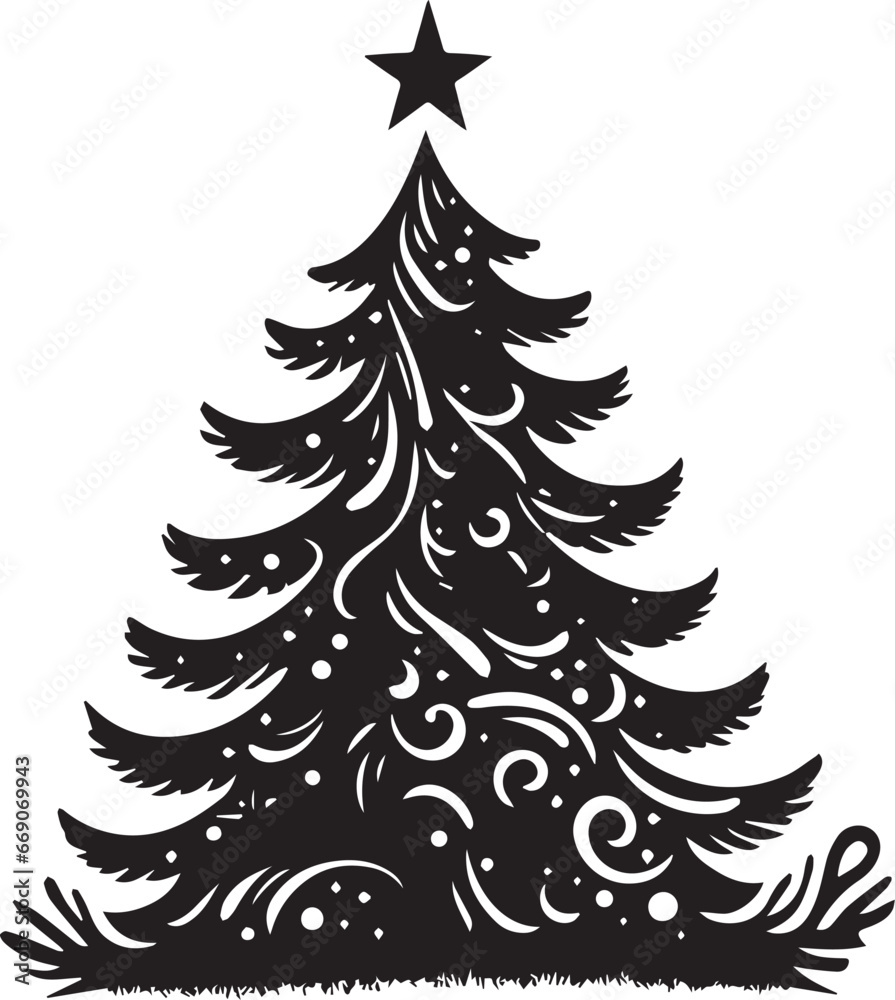 Obraz premium christmas tree EPS, christmas tree Silhouette, christmas tree Vector, christmas tree Cut File, christmas tree Vector 