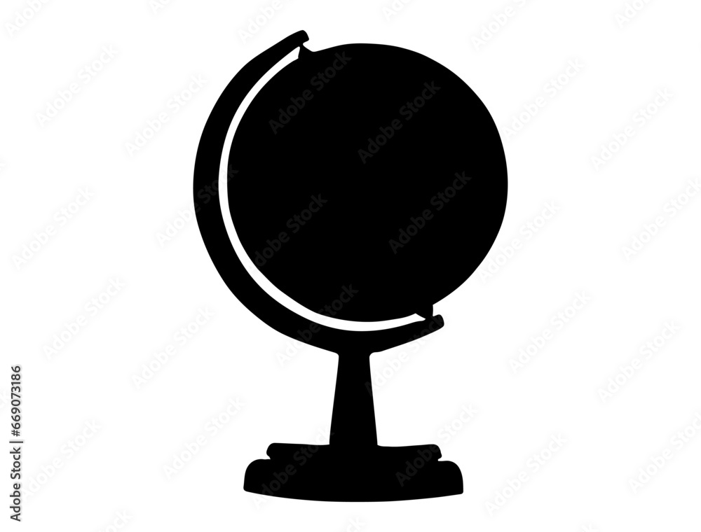 Globe silhouette vector art white background