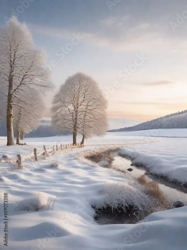 Winter's Magic Unveiled: Explore the Enchanting Beauty of a Sunlit Snowy Wonderland!