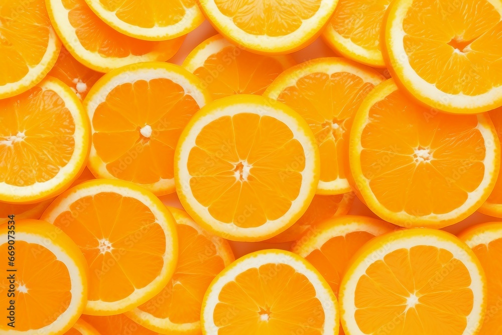 Orange fruits background, heap of fresh orange slice background. Generative AI Orange fruits background, heap of fresh orange slice background. Generative AI