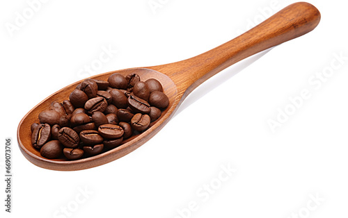 Coffee Bean Scoop with a Wooden Handle: Perfect for Your Brewing Needs on a Transparent Background