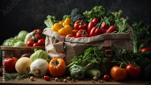 Fresh vegetables in an eco bag without background