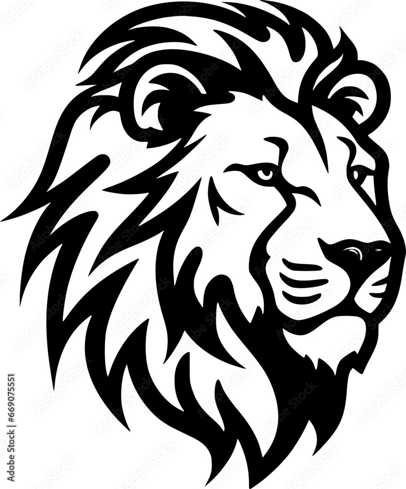 Lion | Black and White Vector illustration