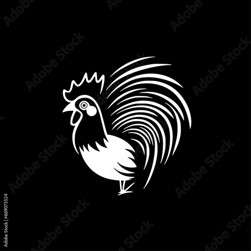 Rooster | Black and White Vector illustration