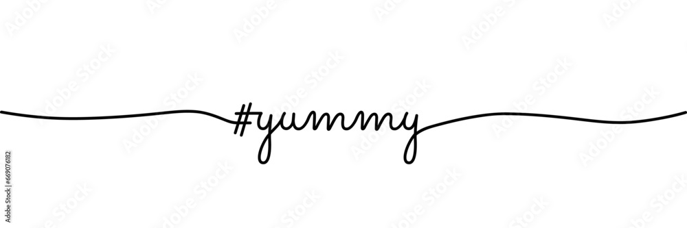 #Yummy Smooth Monoline Ballpoint Pen style on white background banner. Vector Illustration. #Yummy Smooth Monoline Ballpoint Pen style on white background banner. Vector Illustration.