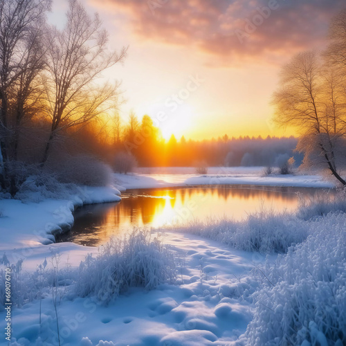 Winter's Magical Embrace: Immerse Yourself in the Dazzling Beauty of a Sun-Kissed Snowy Wonderland!