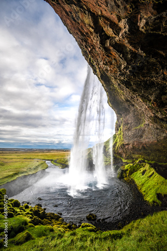 Famous waterfall Seljalandsfoss in the south of Iceland © Asvolas