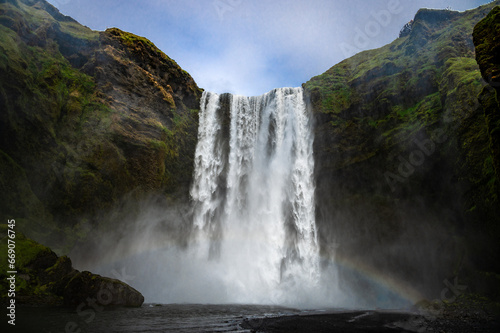 Famous waterfall Skogafoss at the south side of Iceland © Asvolas
