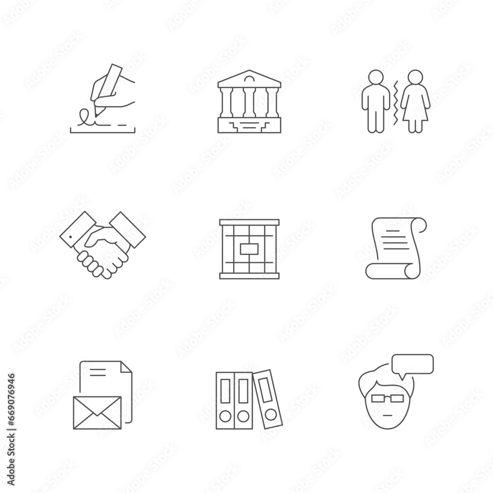 Fototapeta premium Set line icons of law