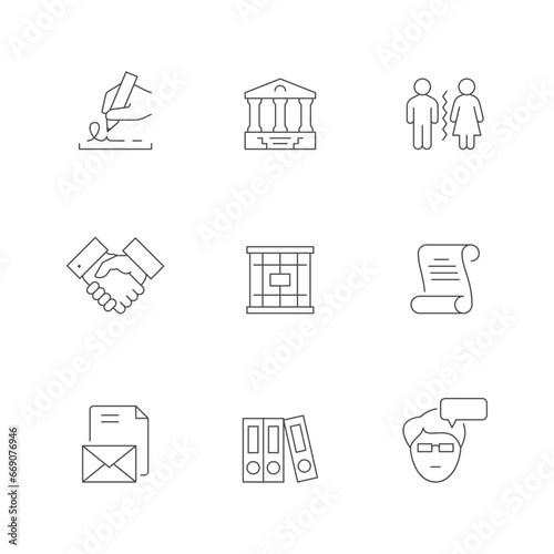 Set line icons of law