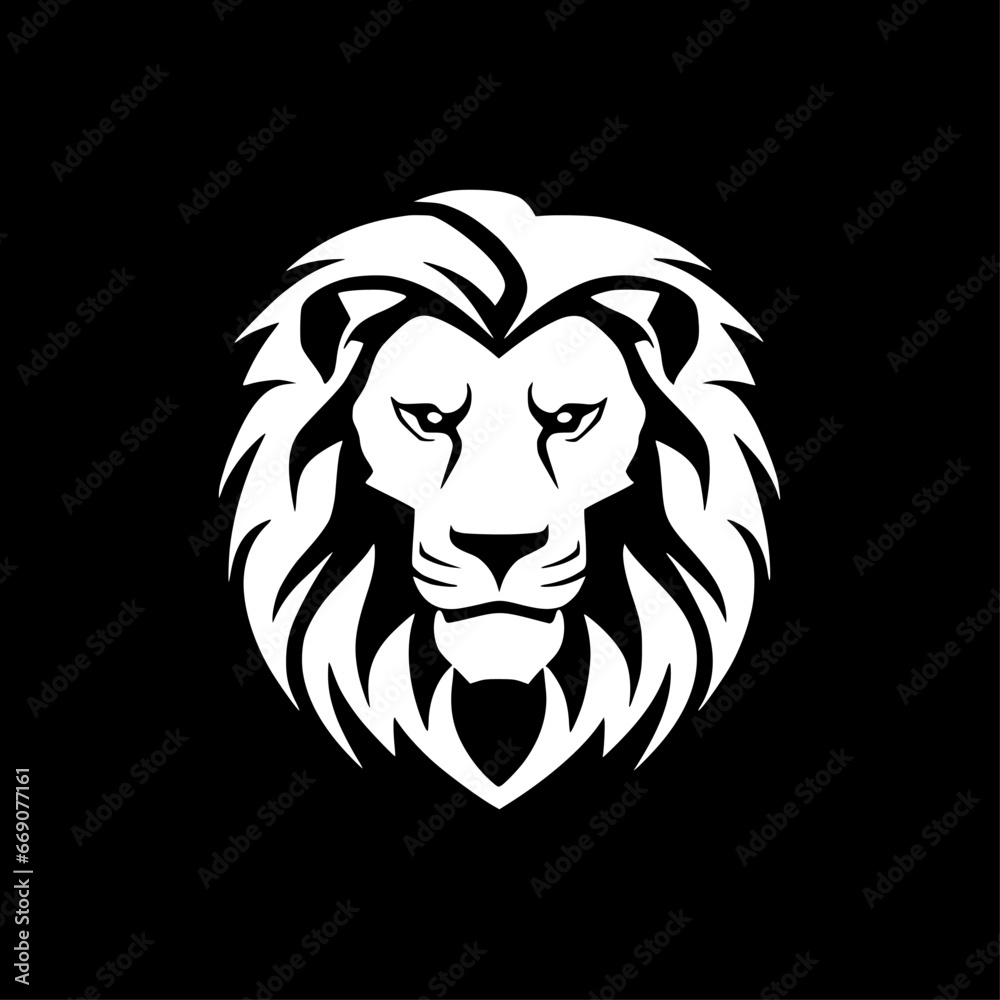 Fototapeta premium Lion - Black and White Isolated Icon - Vector illustration
