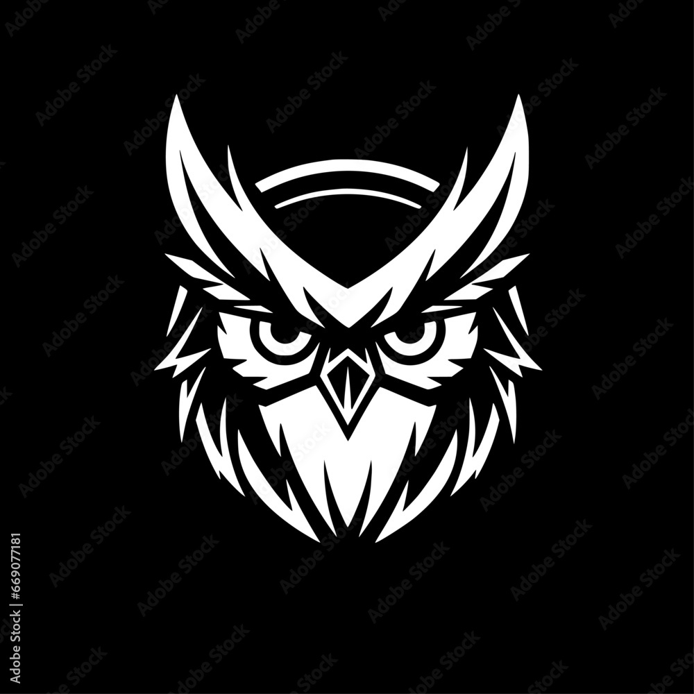 Fototapeta premium Owl | Black and White Vector illustration