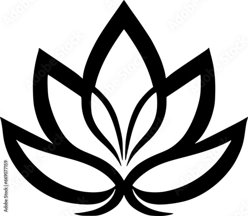 Lotus Flower - Black and White Isolated Icon - Vector illustration