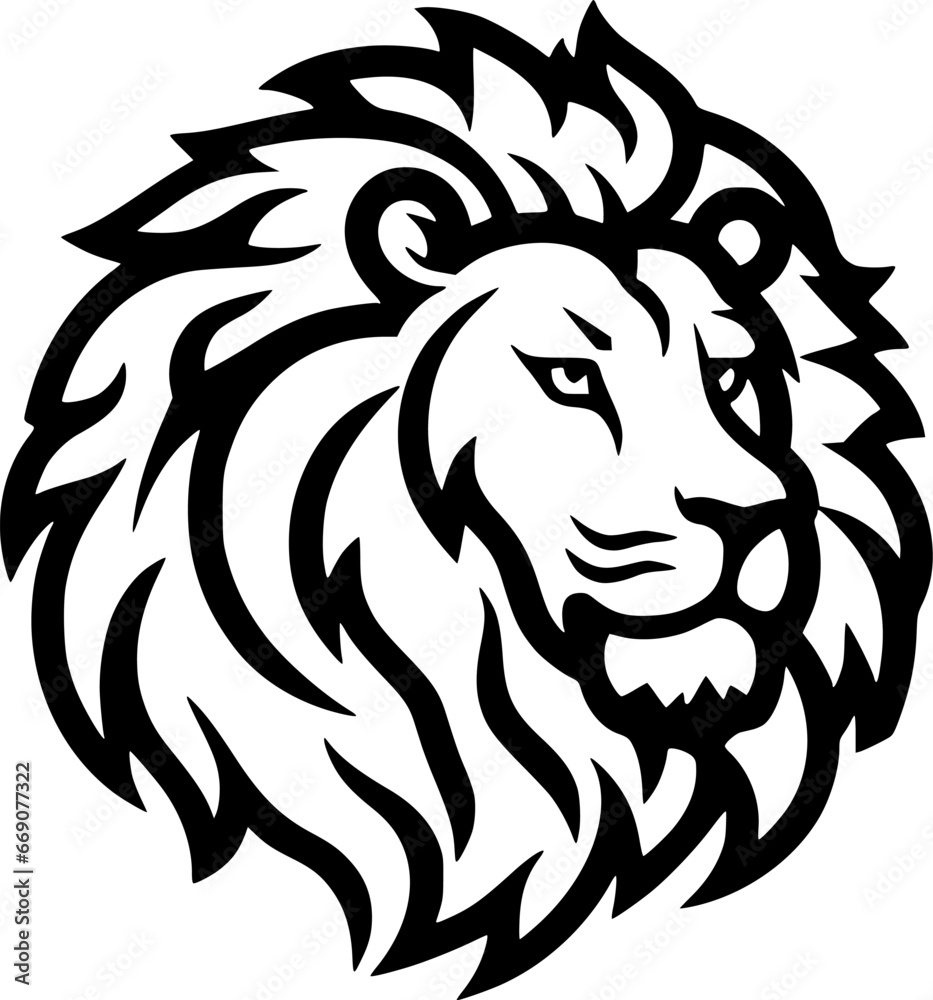 Lion - Black and White Isolated Icon - Vector illustration