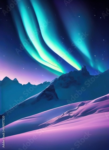 iceberg with aurora, snowy mountain at night with aurora, mountain, snow, ice, snowy, landscape, night, rays, aurora, stars